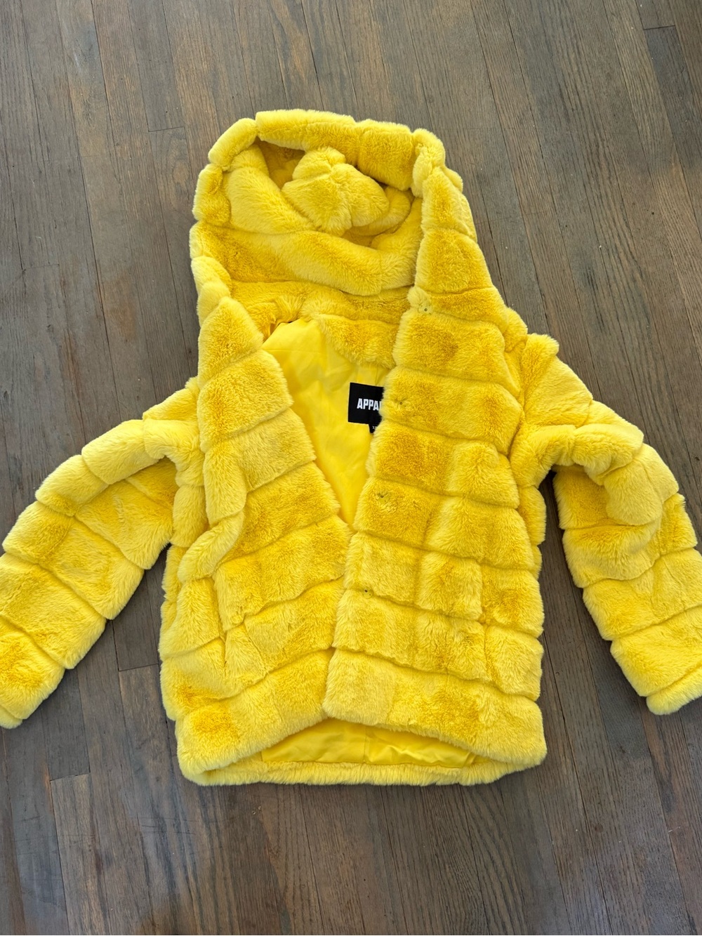 Apparis Sunny Yellow Faux Fur Hooded Puffer